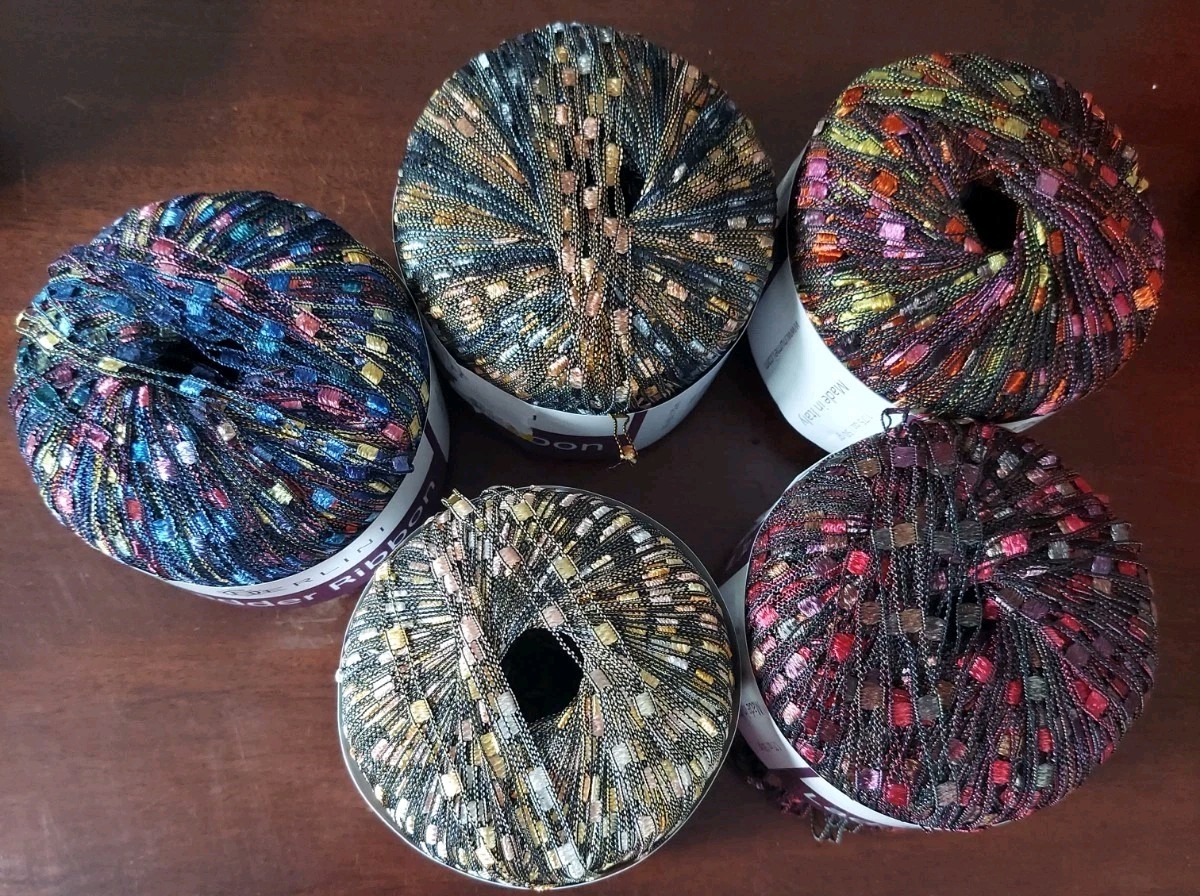 Berlini Ladder Ribbon Yarn New Skeins Various Colors Lot Of 5