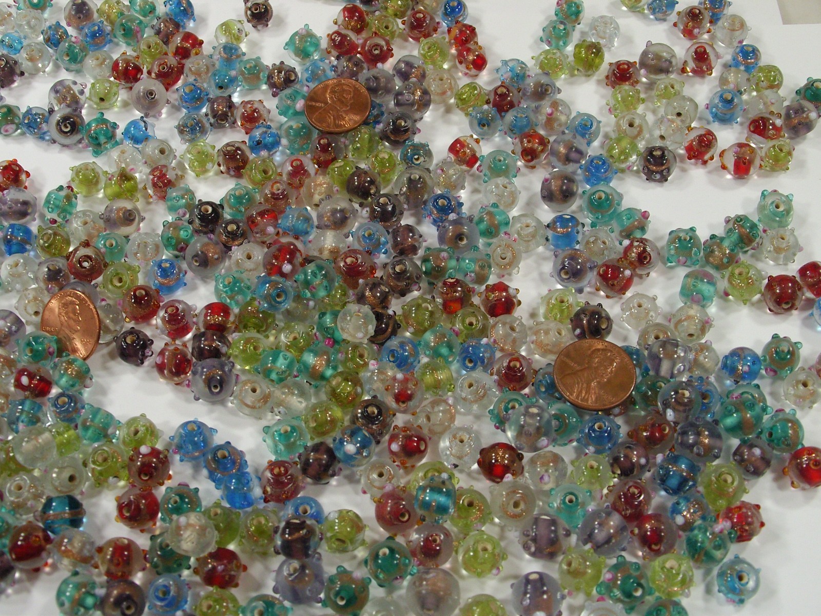 2 Pounds Assorted Colors India Handmade Intricate Design Glass Beads Lot (A-8) ⭐
