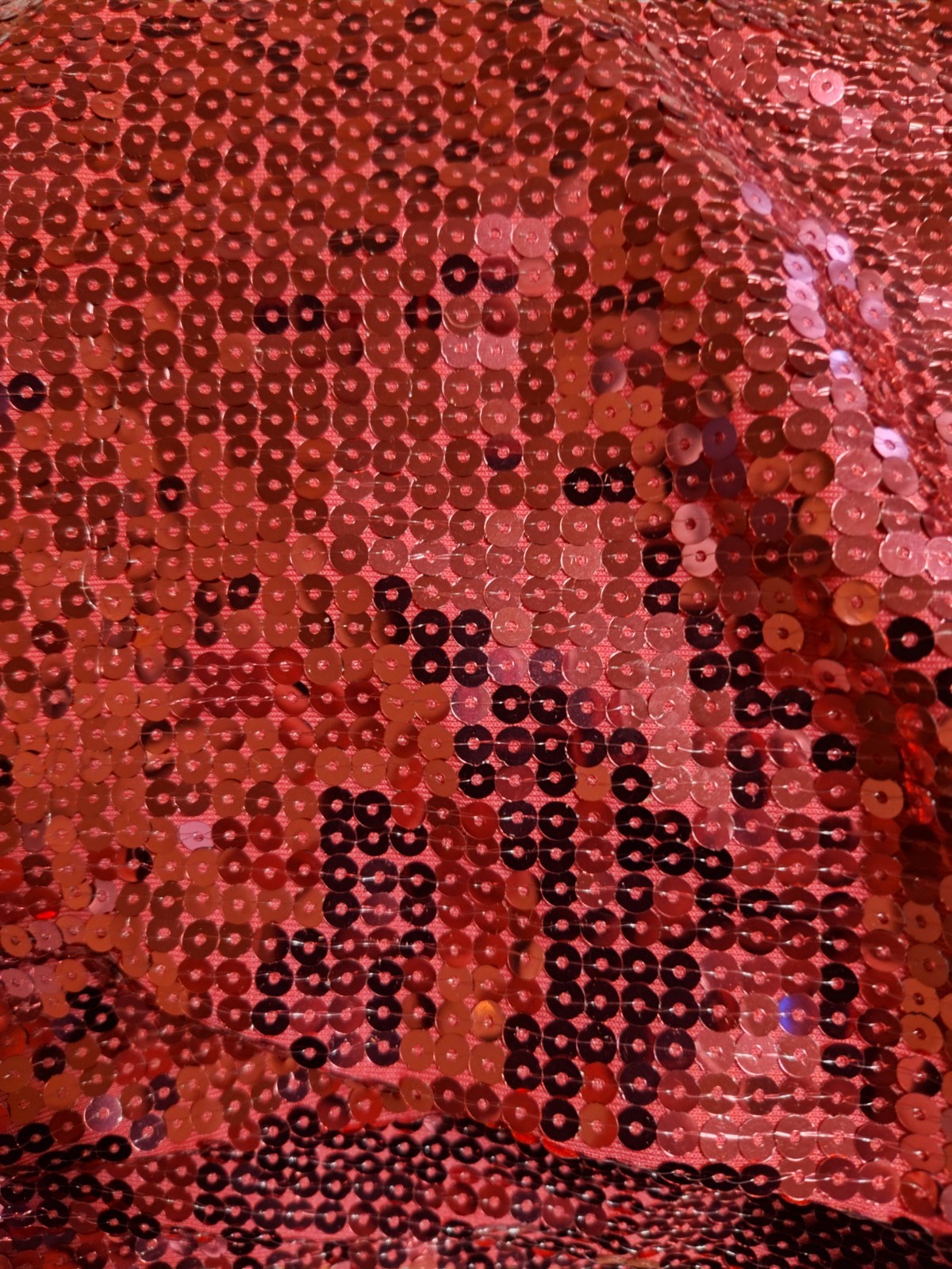Hot Pink Sequin Fabric, Almost 3 Yards, Stretch Knit Backing, Costume, Dancewear