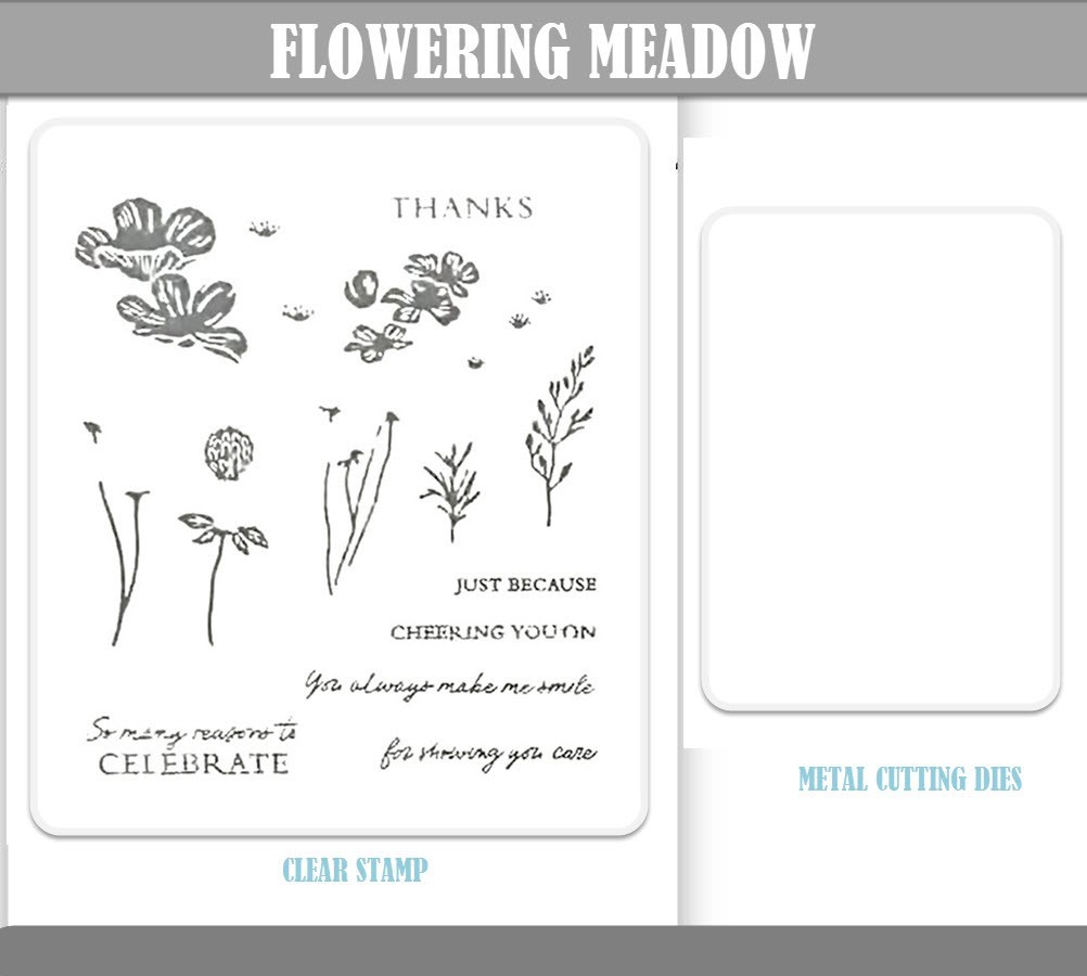 FLOWERING MEADOW Clear Stamps And Metal Cutting Dies DIY Scrapbooking Embossing