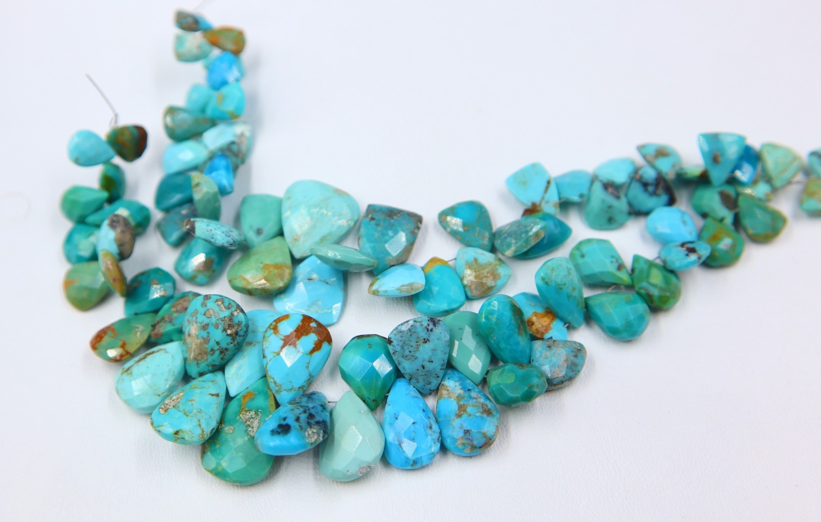 Arizona Turquoise Faceted Pear Beads Natural Gemstone 10x7mm To 21x14mm 6”inch
