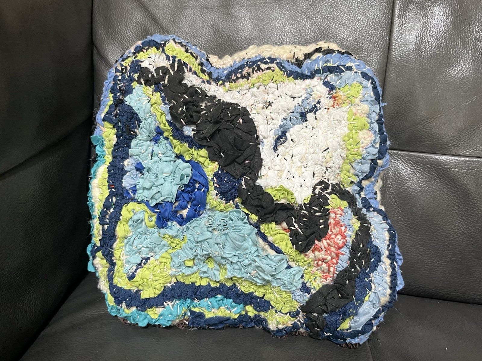 Handmade Textile Fiber Art Wall Hanging OOAK Mixed Media 10×10 Abstract Decor