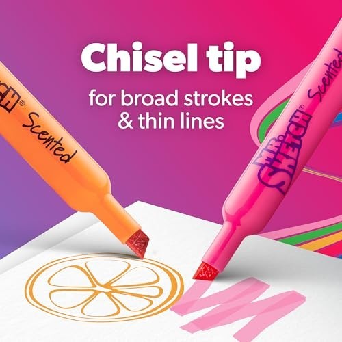 Scented Markers Chisel Tip Assorted Colors 8 Count Washable Non Toxic Kids
