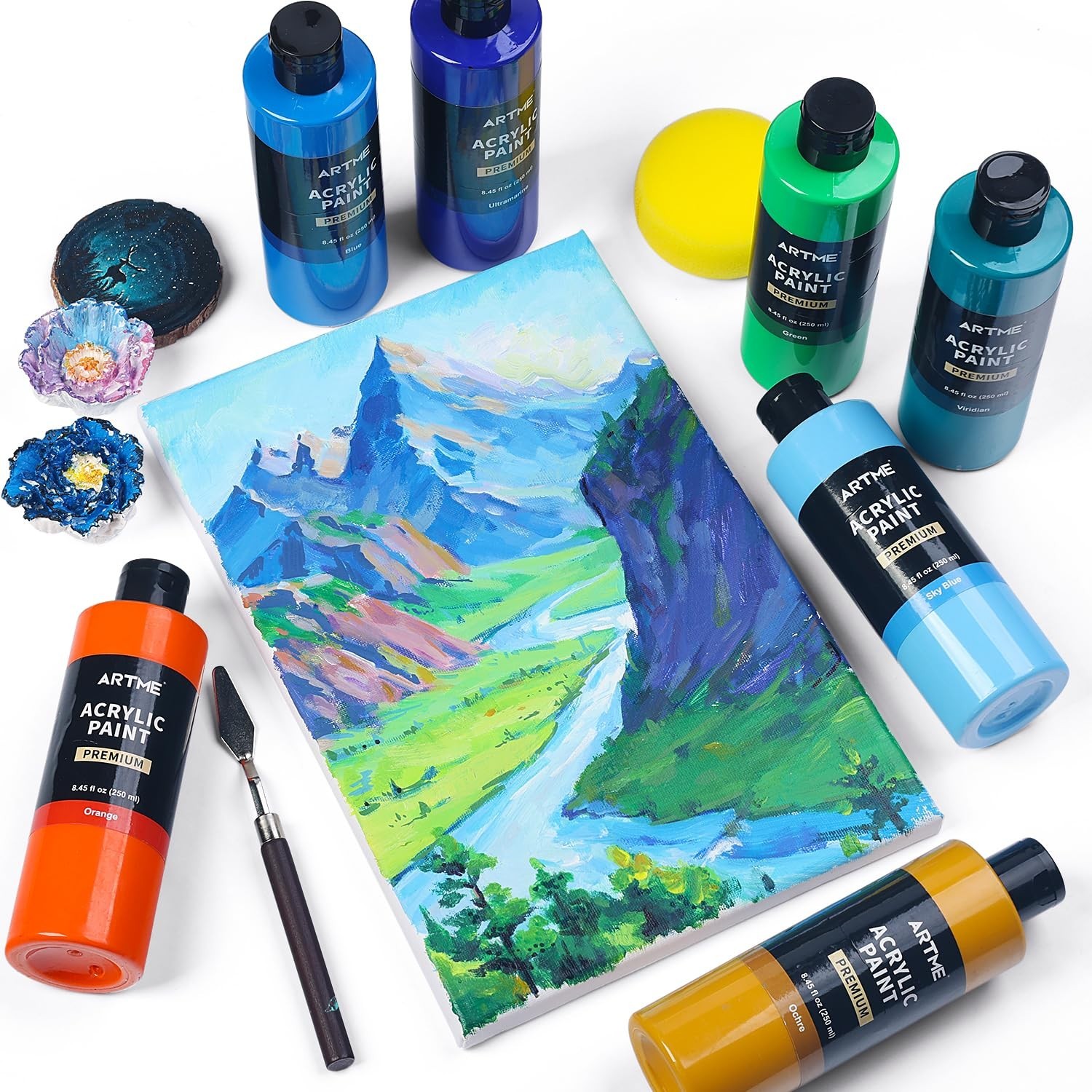 ARTME 18 Colors Acrylic Paint Set, 8.45oz/250 ml Large Bulk Acrylic Paint, Ri…