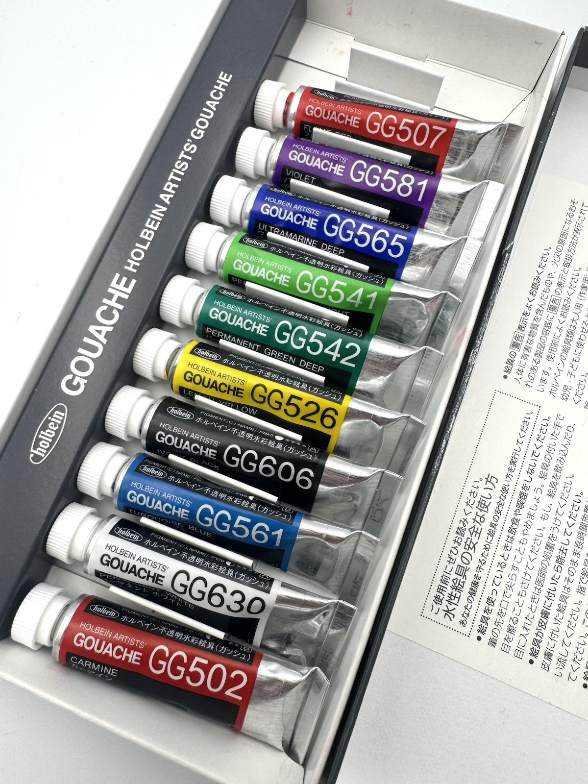 Holbein Artists Gouache Paint Set 10 Tubes Total 5ml G702