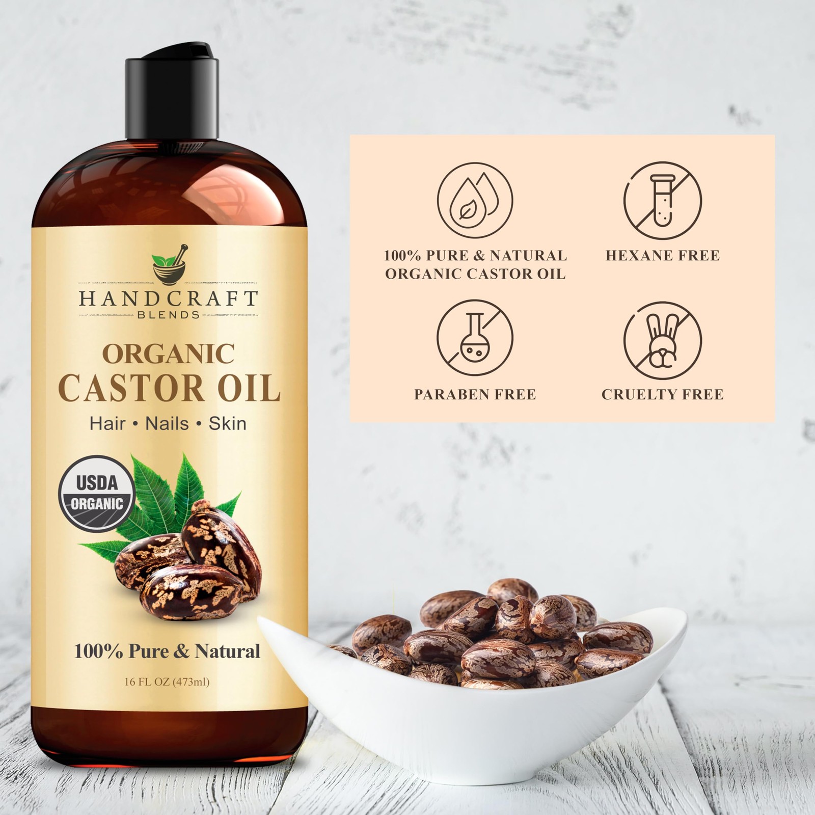 Handcraft Blends Castor Oil Pack 16 Fl Oz (Pack of 1), Wrap