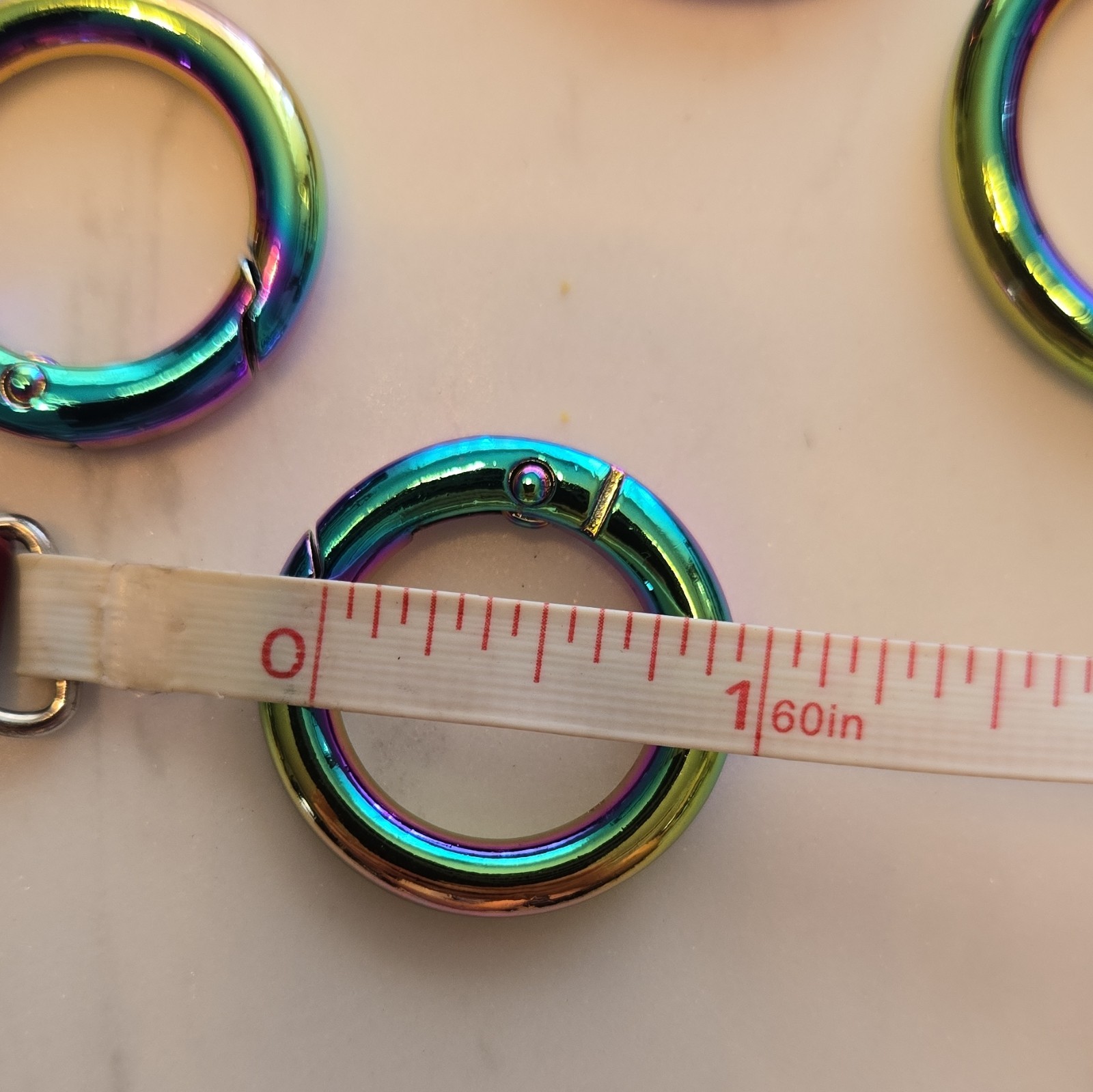 Rainbow Iridescent Metal Split Rings, Multicolor, Assorted Sizes Lot