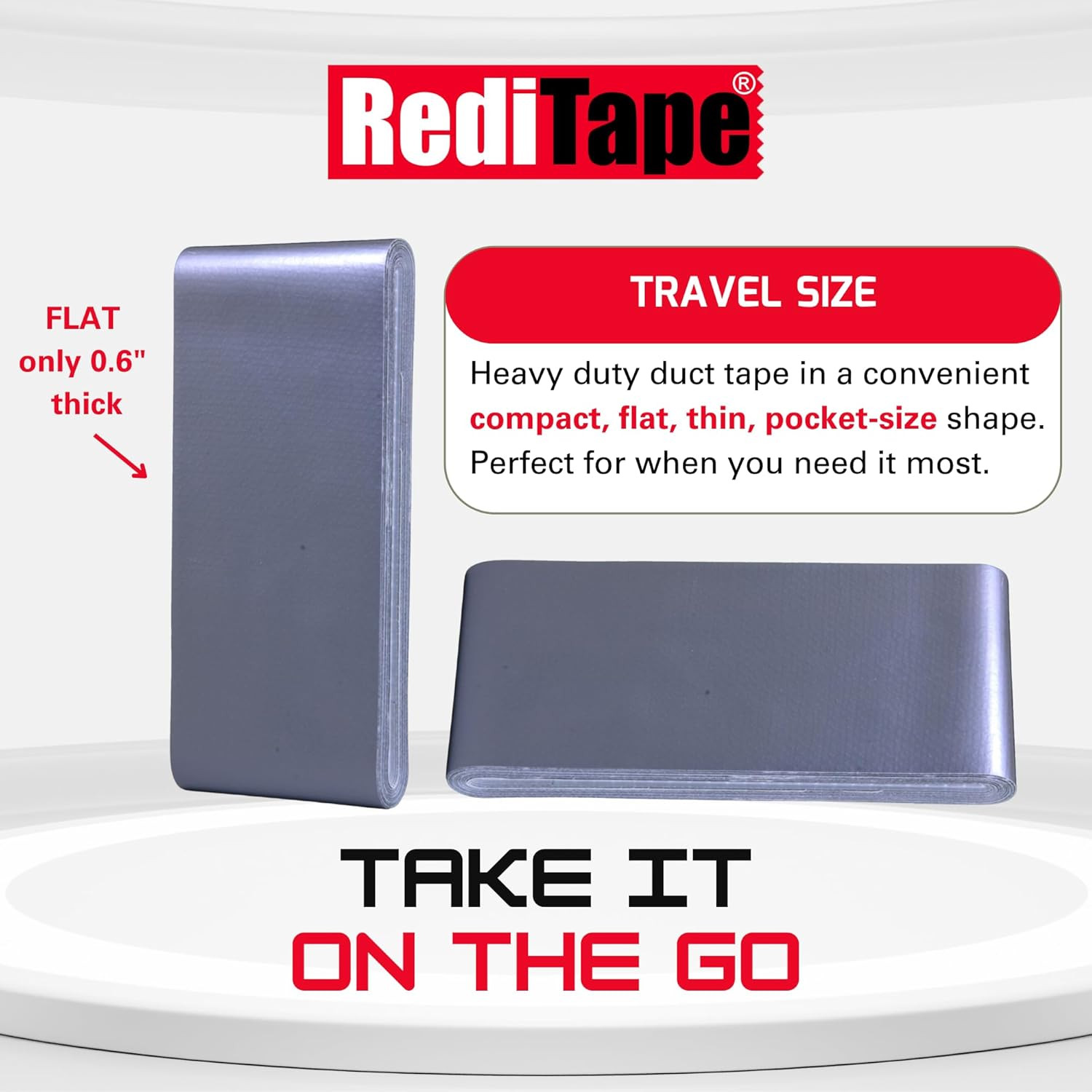 Travel Size Pocket Duct Tape 2-Pack – Compact Flat Small Mini Rolls – for Repair