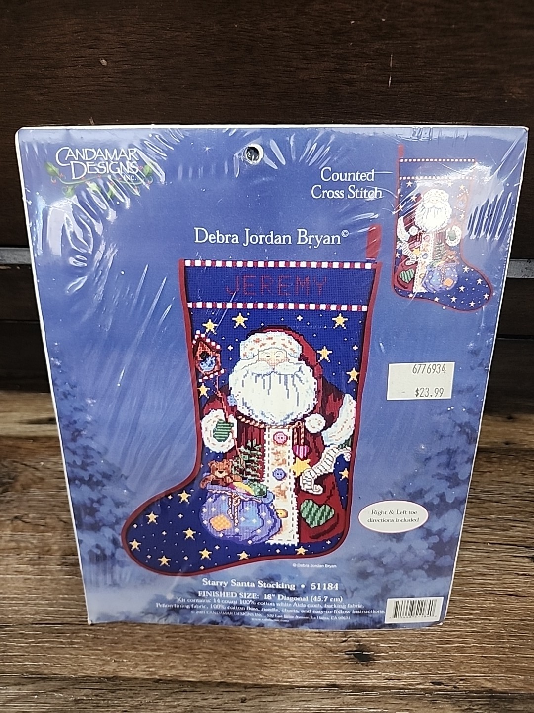 Cross Stitch Christmas Stocking Kit 51184 Debra Jordan Bryan Starry Santa 18″