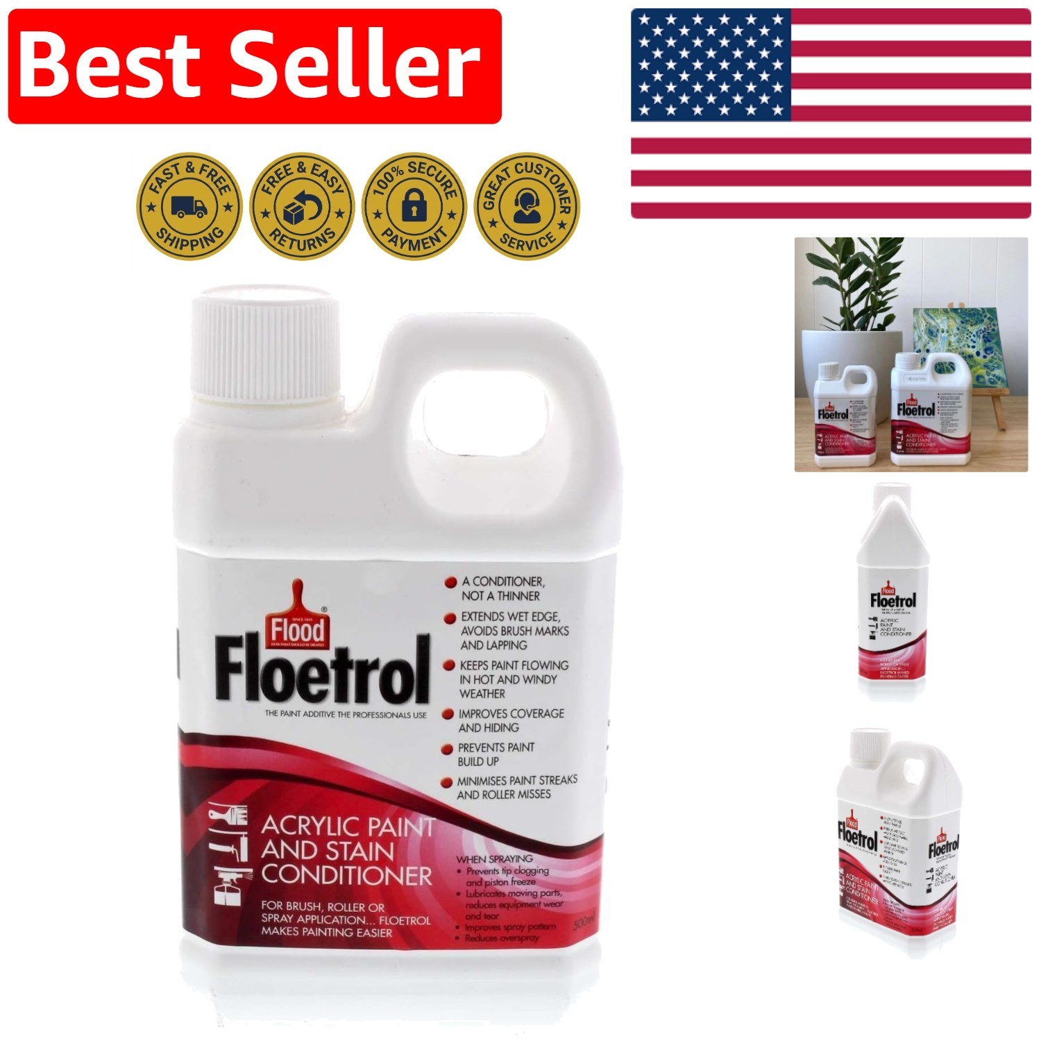 Australian Floetrol 16.91 Fl Oz – Acrylic Paint Additive for Flawless Finishes