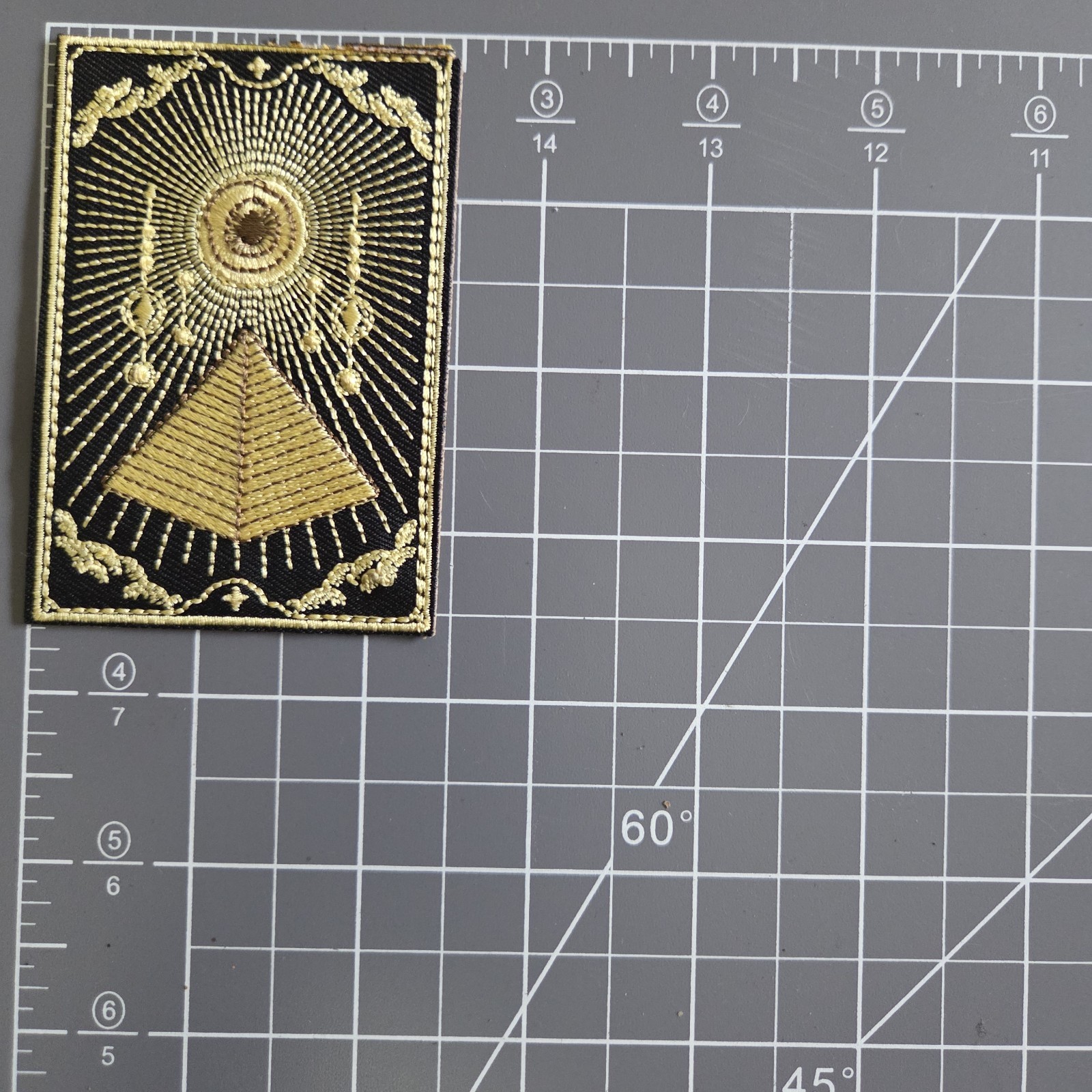 Black and Gold Egypt Pyramid Occult Illuminati Magick Iron On Patch.
