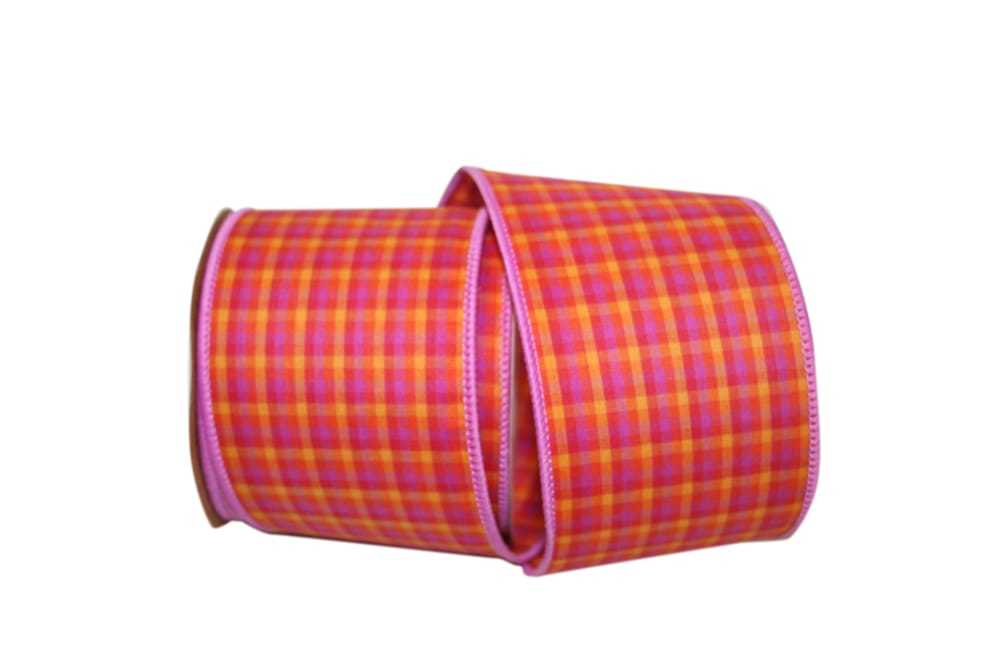 10 yd. roll VIVETTE CHECK WIRE EDGE RIBBON 2 1/2″ W