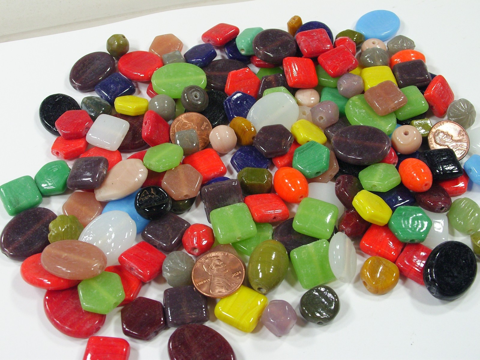 2 Pounds Assorted Shapes and Sizes India Handmade Multicolor Glass Beads (A-9) ⭐