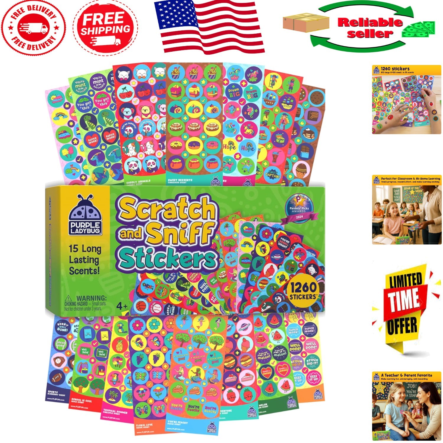 Non-Toxic 1260 Smelly Stickers – Vibrant Sensory & Educational Fun for Kids