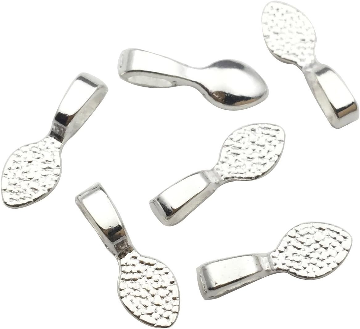 200 Shiny Silver Color Glue on Bails-Small Pendant Bails-Jewelry Bails for Or