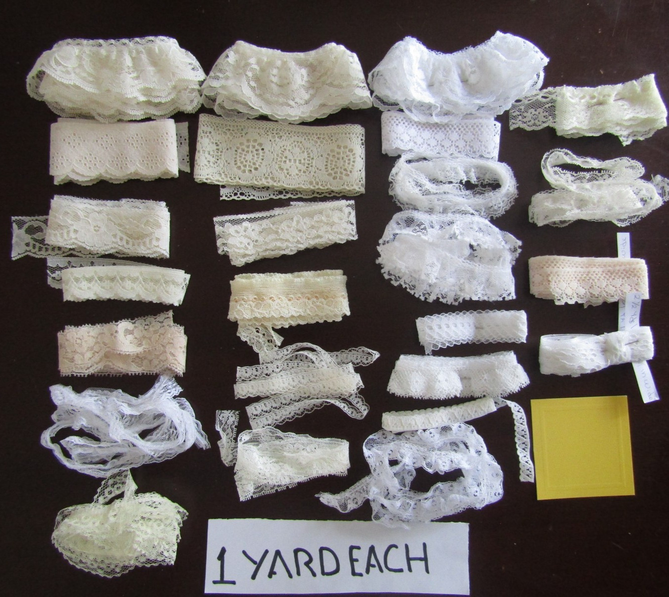 Lot 27 Yds White & Ivory Lace/Trims Remnants Sew- J.Journal Doll Crafts New