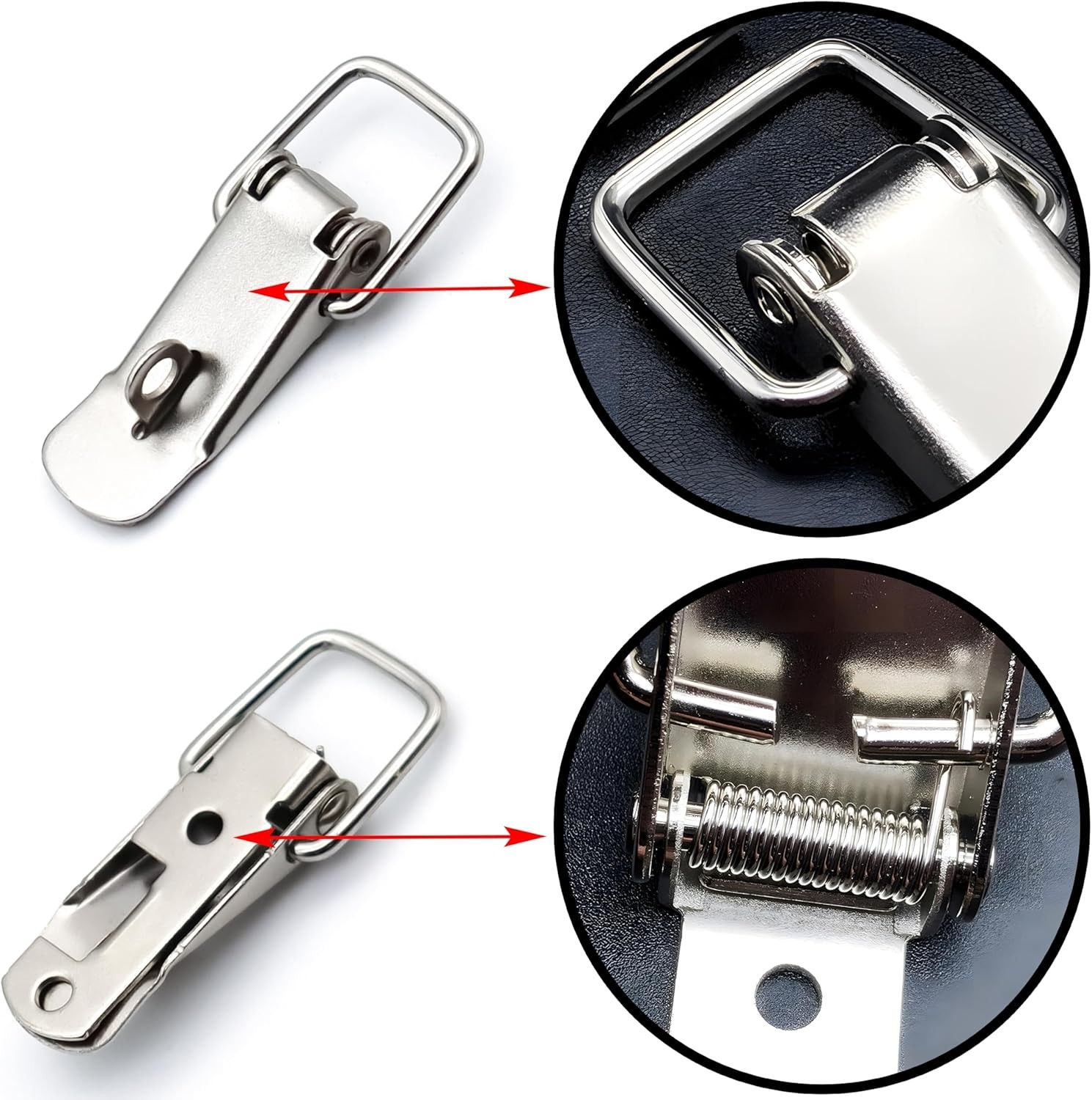 Lesnala 8 Pcs Stainless Steel 90 Degree Spring Toggle Silver-90 Degrees-8pcs