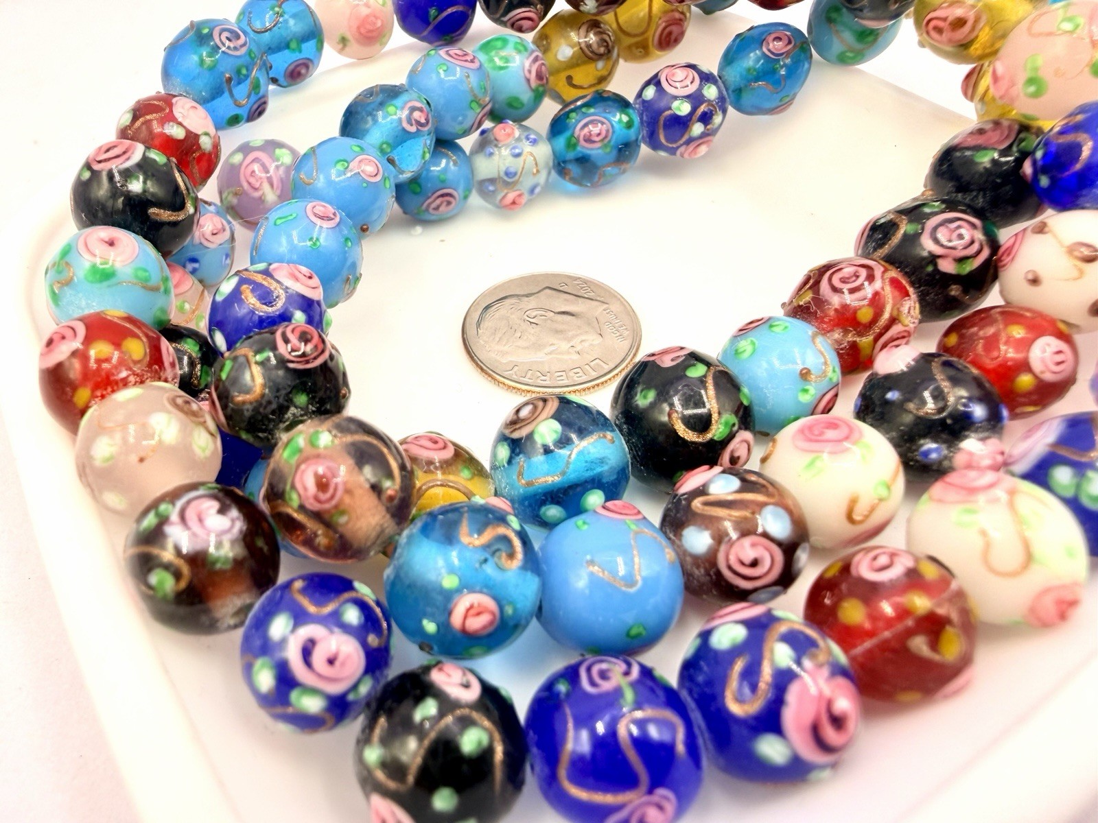 70 Pcs Colorful 10mm Handmade Lampwork Beads 10mm Closeout New Old Stock H