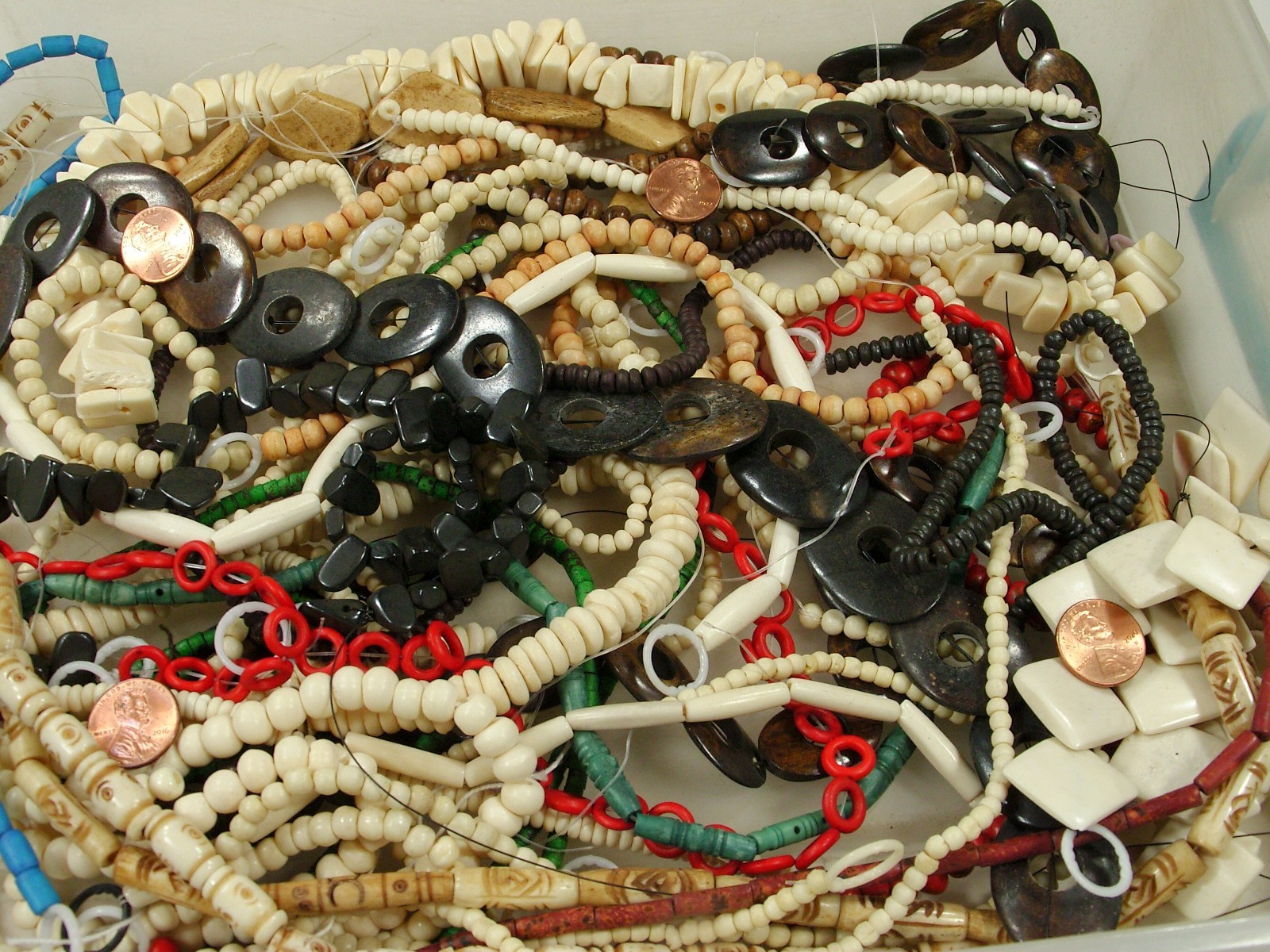 2 Pounds Assorted Shapes and Sizes India Water Buffalo Bone Beads Bulk (KRD-3) ⭐