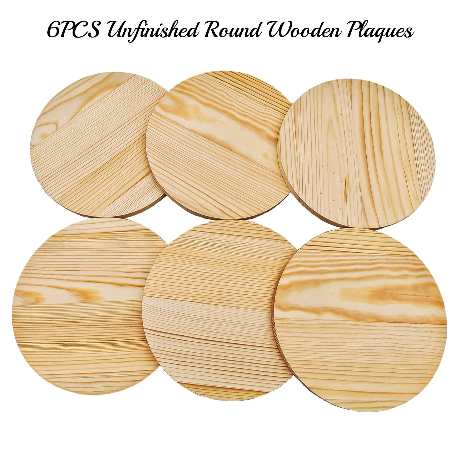6PCS Pine Circle Plaque, 6×0.4in Blank Unfinished Round Wooden Circles Plaque…