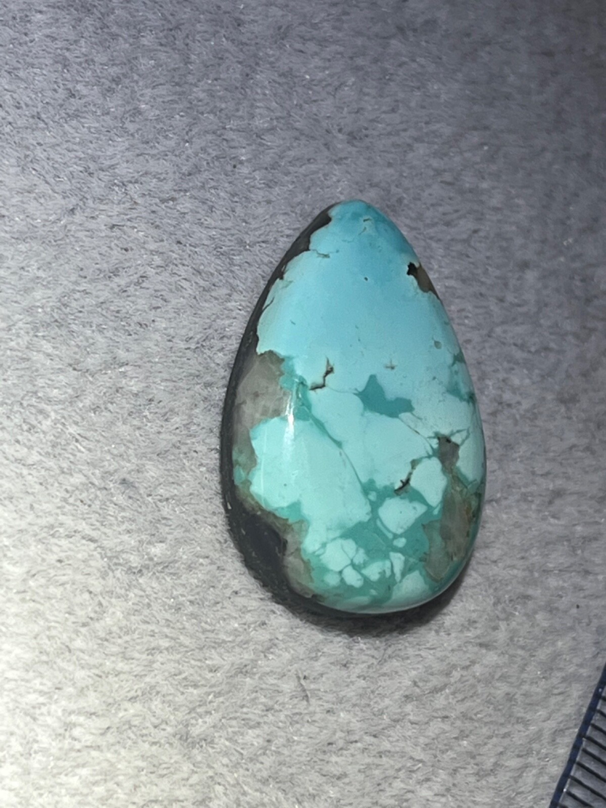 Blue Moon Turquoise 20.85 ctw Pear tear drop Cabochon. Tonopah, Nevada USA mined
