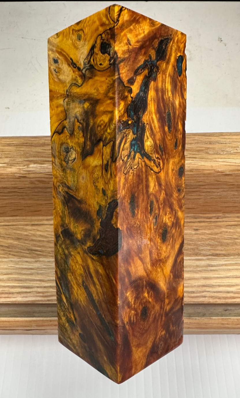 #SHC621 STABILIZED DYED MYRTLE BURL RESIN VOID FILLED STOPPER/HANDLE/CALL BLANK