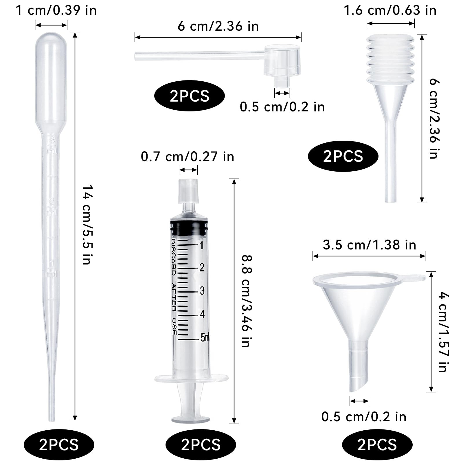 10pcs Perfume Refill Tool Kit,Plastic Dispenser 5ml/10pcs, Clear