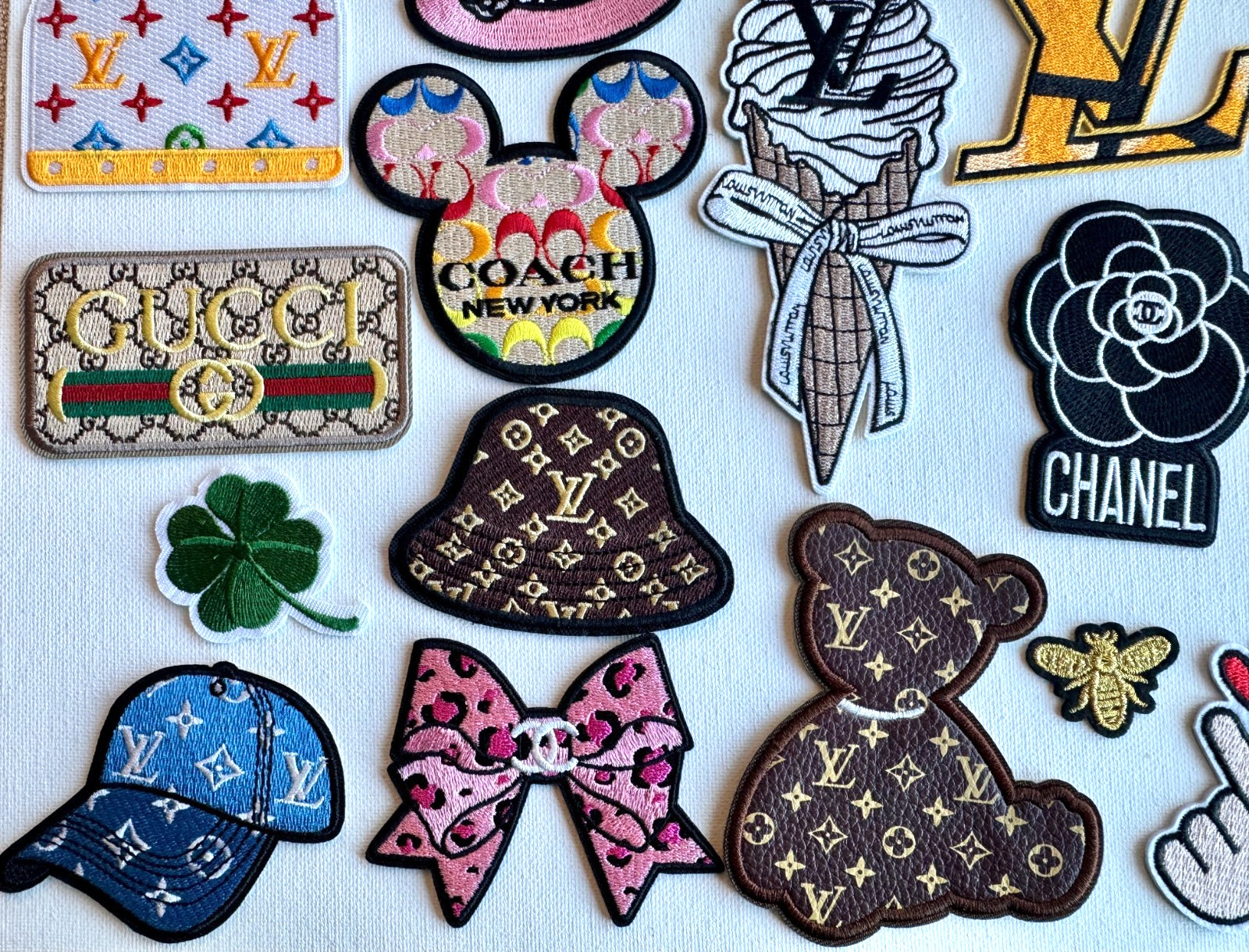 Iron-On Patch bear hat bag flower Designer Logo embroidered