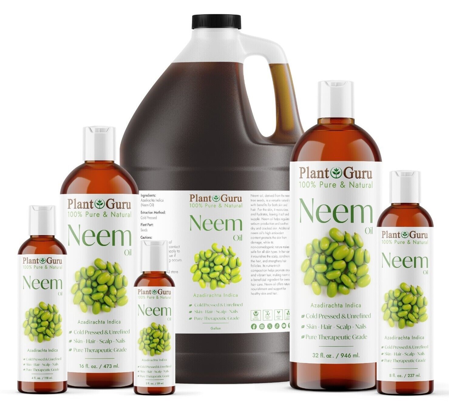 Neem Oil Cold Pressed 100% Pure Natural Unrefined Virgin Raw