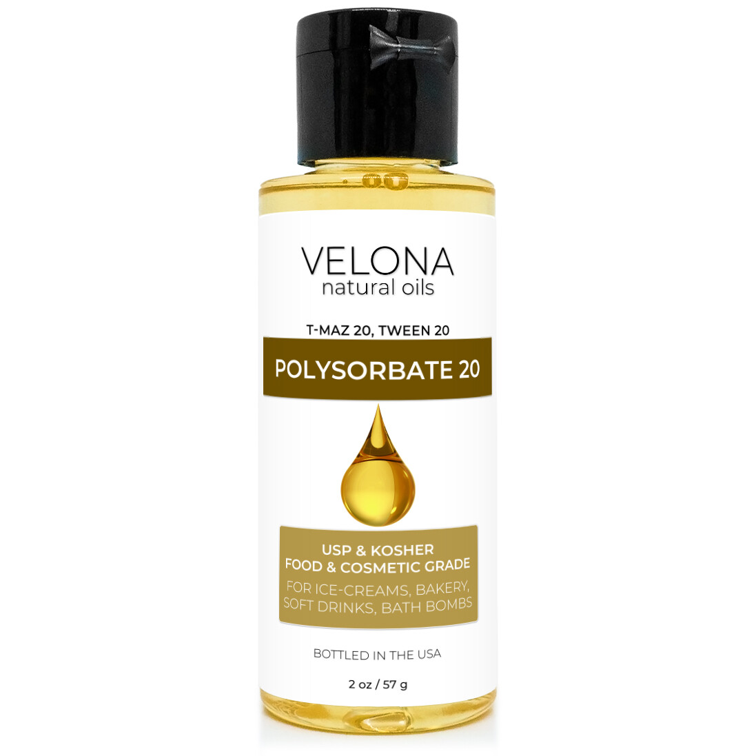 Polysorbate 20 by Velona – 2 oz Solubilizer, Food Cosmetic Grade Cooking, Bath