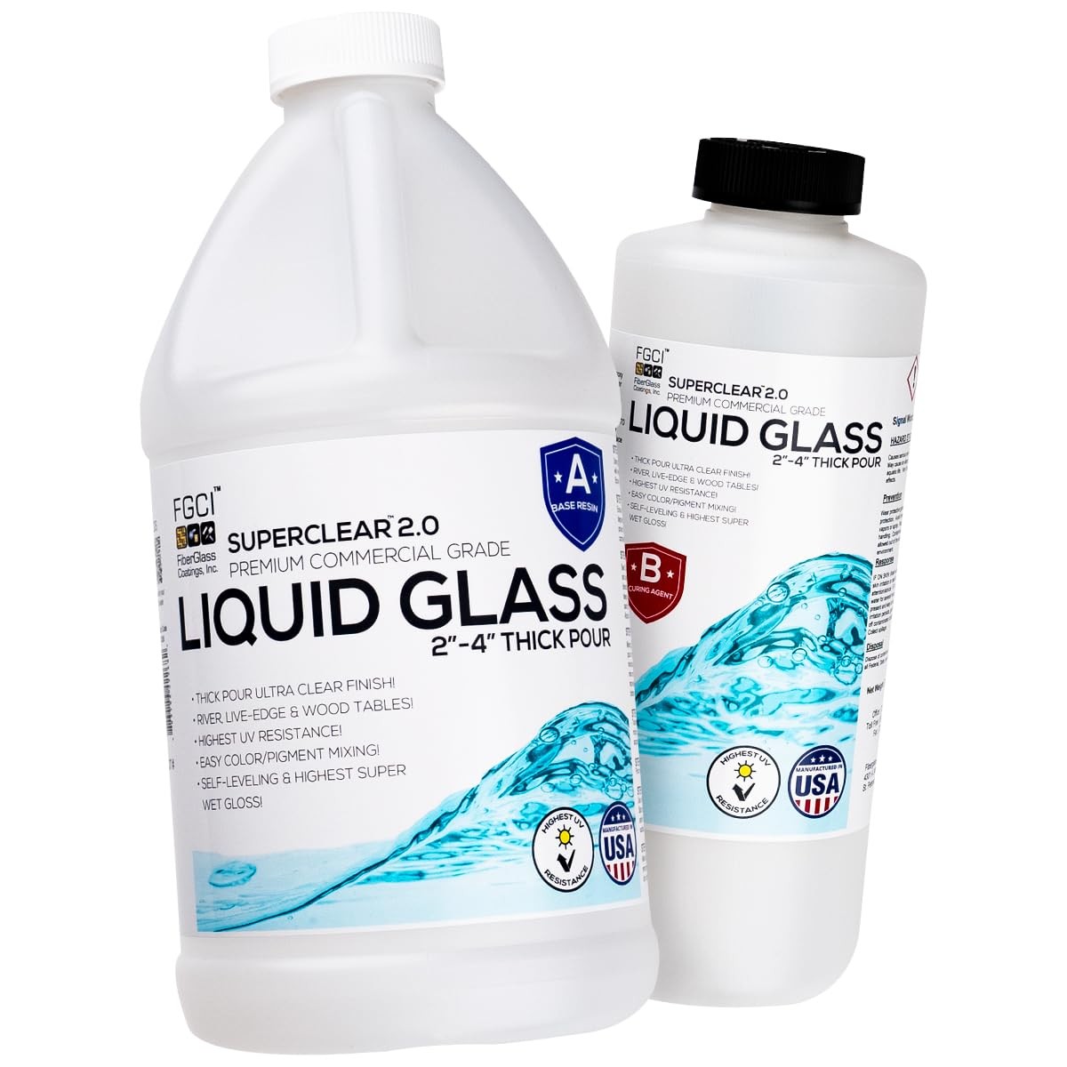 Deep Pour Epoxy Resin Kit Crystal Clear Liquid Glass 2 To 4 Inches Plus Food Gra
