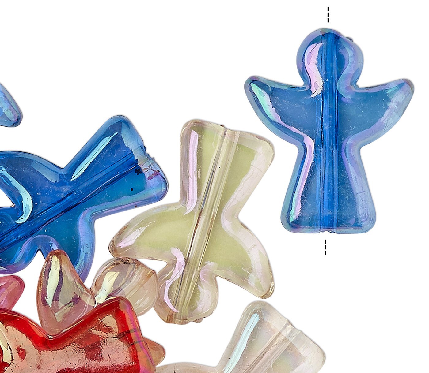 50 Acrylic Assorted Transparent Colors Aurora Borealis 23x19mm Angel Bead Mix