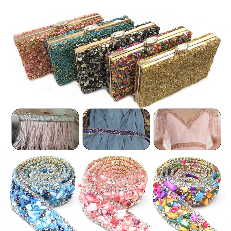 DIY Crystal Rhinestone Trim Hotfix Ribbon Artificial Gemstone Crushed Stone