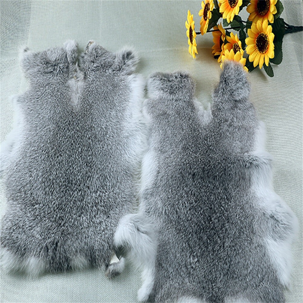 High Quality Soft Natural Gray Rabbit Skin Pelt Real Fur Craft Decro 8-14” US