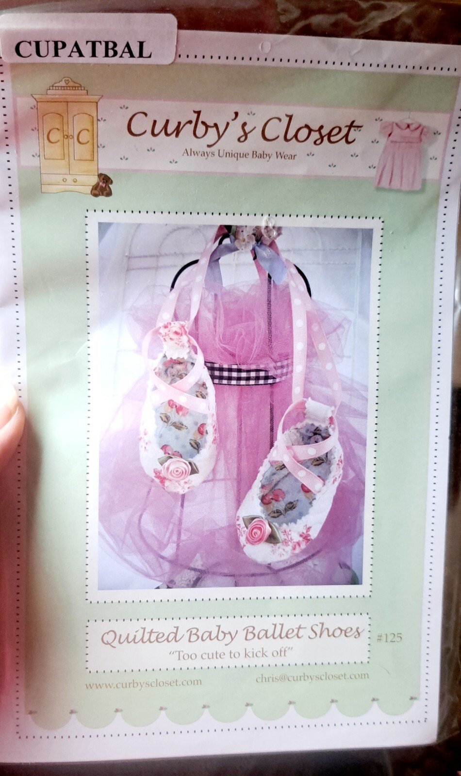 New Curby’s Closet Quilted Baby Ballet Shoes Pattern Sizes 3-6 Months