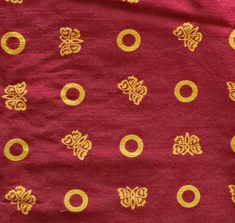 Vintage Korean Fabric Red and Yellow Squares for Market Totes and Head Scarves