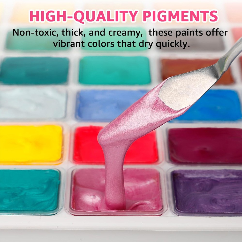 60 Colors Glitter Watercolor Set – Professional Wooden Box Art Paints APR