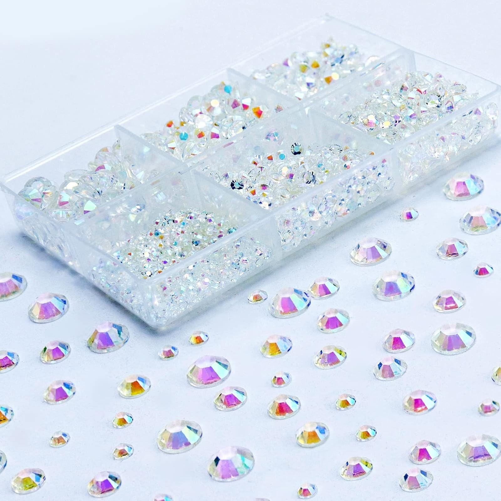 3000PCS Flatback Rhinestones for Craft Decoration, 2mm-6mm, Clear AB