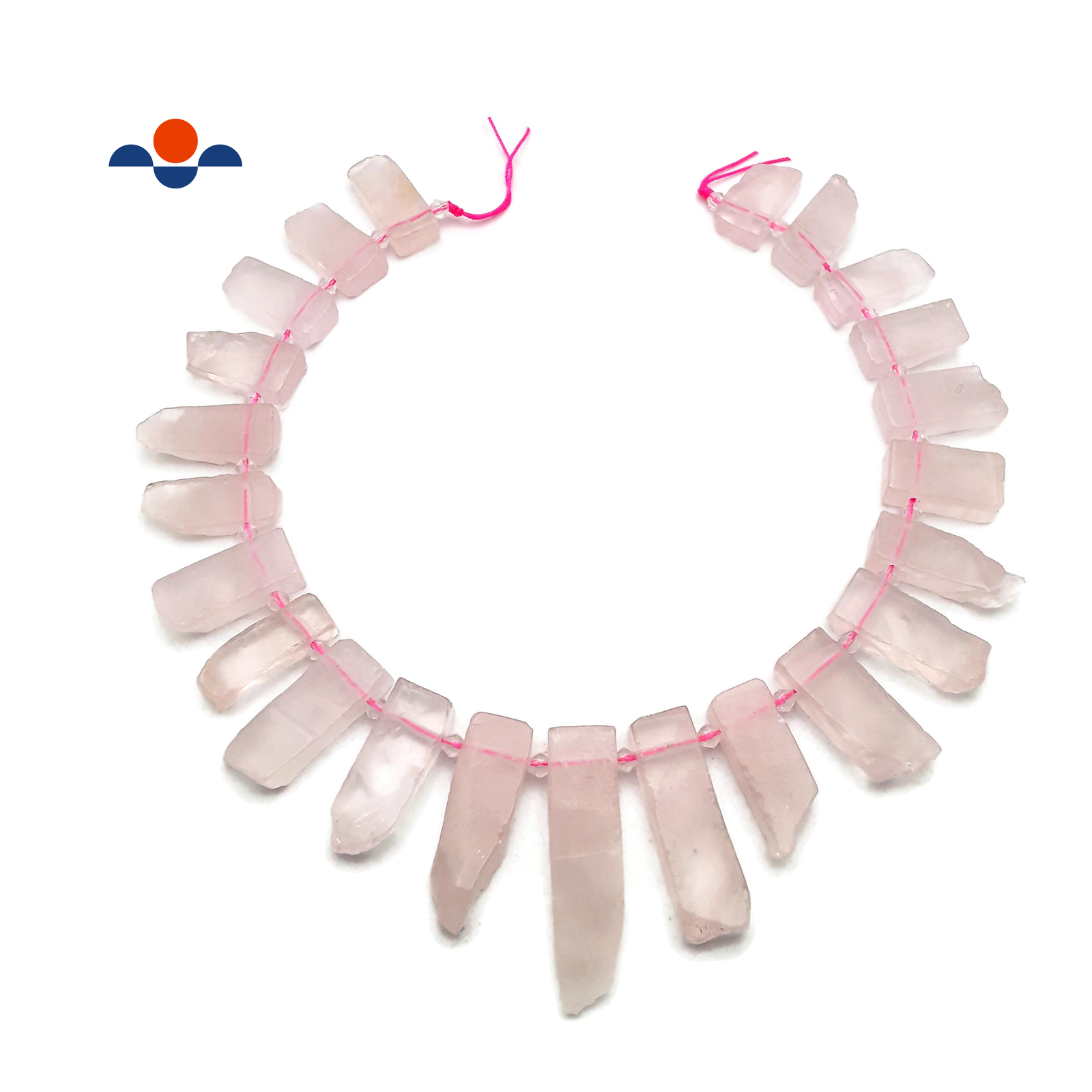 Rose Quartz Graduated Slice Stick Points Beads Size Approx 20-45mm 15.5″ Strand