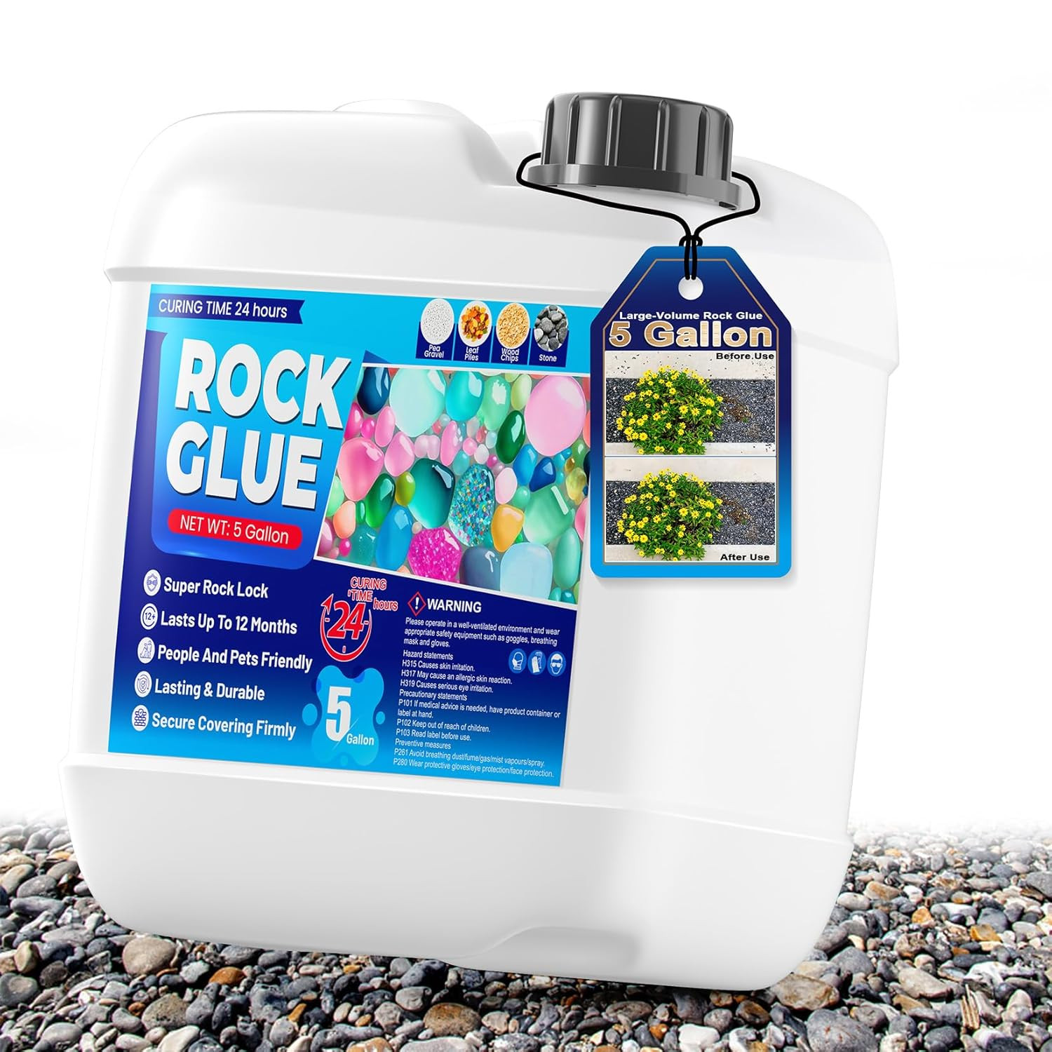 Non-Toxic Rock Glue – 5 Gallon Adhesive for Landscaping, Patios & Gardens