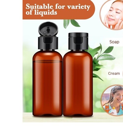 2 oz Amber Bullet Plastic Bottle 12 bottles & NATURAL DISC Lids -FREE SHIP