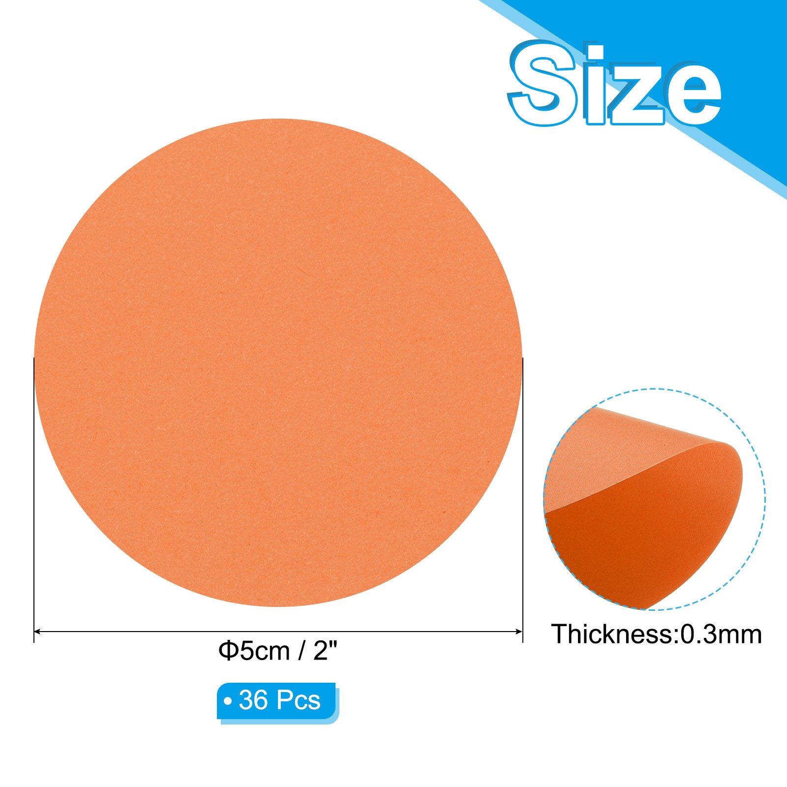 2inch Circle Card Stock, 36Pcs Cutouts Paper Thick Cardstock Coaster Orange