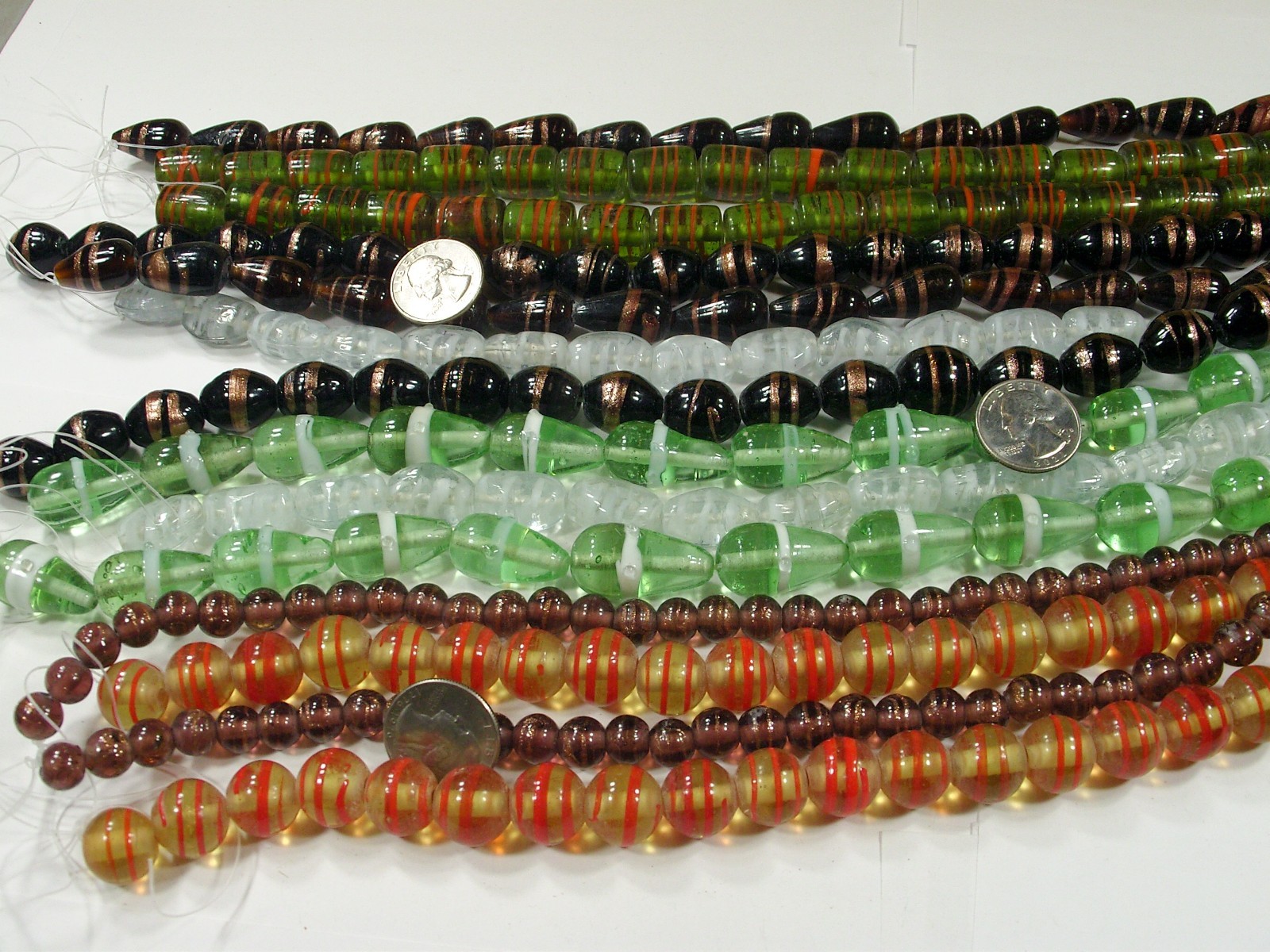 14 Strands (15″) Assorted Closeout India Handmade Glass Beads Lot (MQD-2)⭐