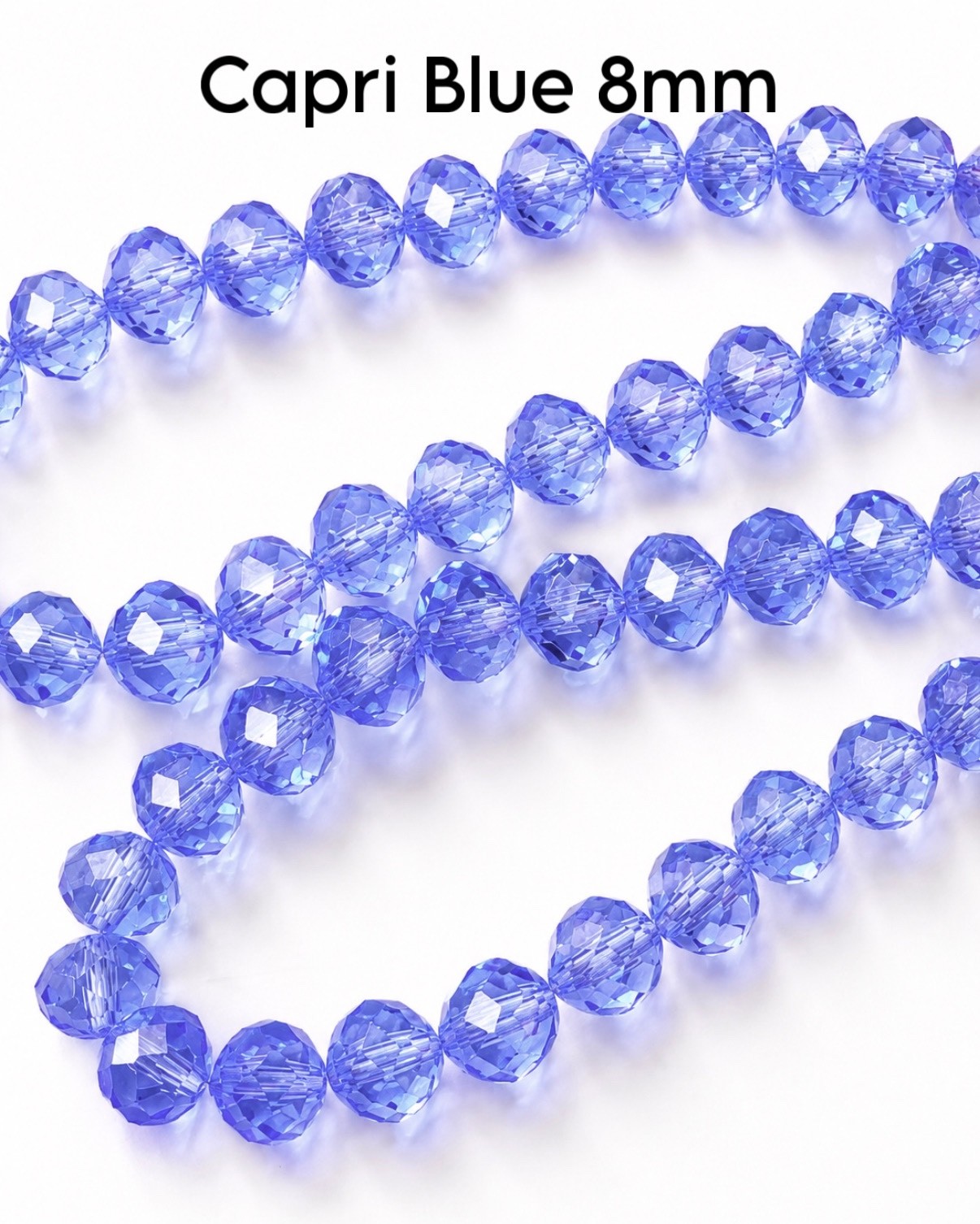 8mm Faceted Glass Rondelle Beads, 15 Inch Strand, Sparkly Crystal Beads, Jewelry