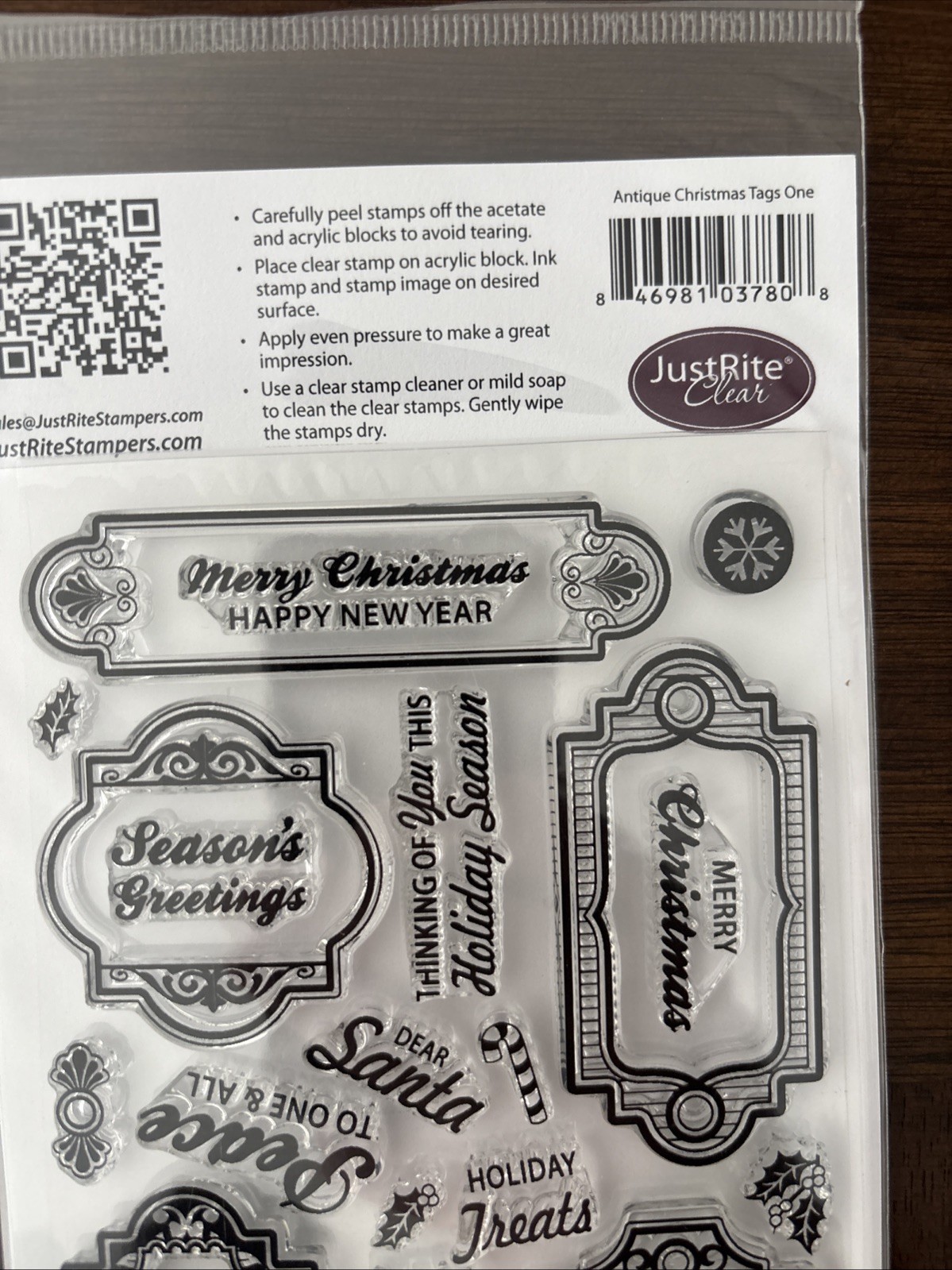 justrite stamp Clear Antique Christmas Tags One