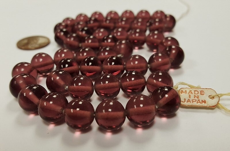 50 VINTAGE JAPANESE 1950’s CHERRY BRAND GLASS AMETHYST 10mm. ROUND BEADS 4682