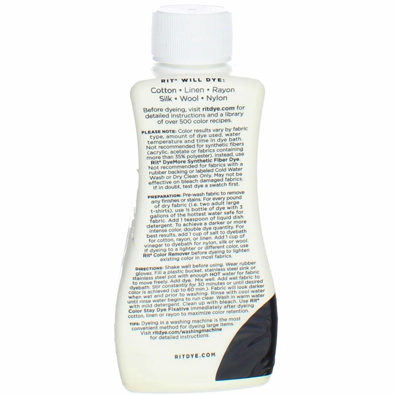 Rit Liquid Black Dye 8 Oz All Purpose Fabric Dye for Cotton Polyester Acrylic