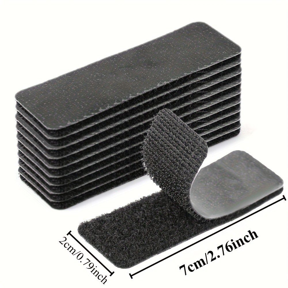 30Pcs Self Adhesive Hook Loop Strips Black Heavy Duty Sticky Back Tape Fastener