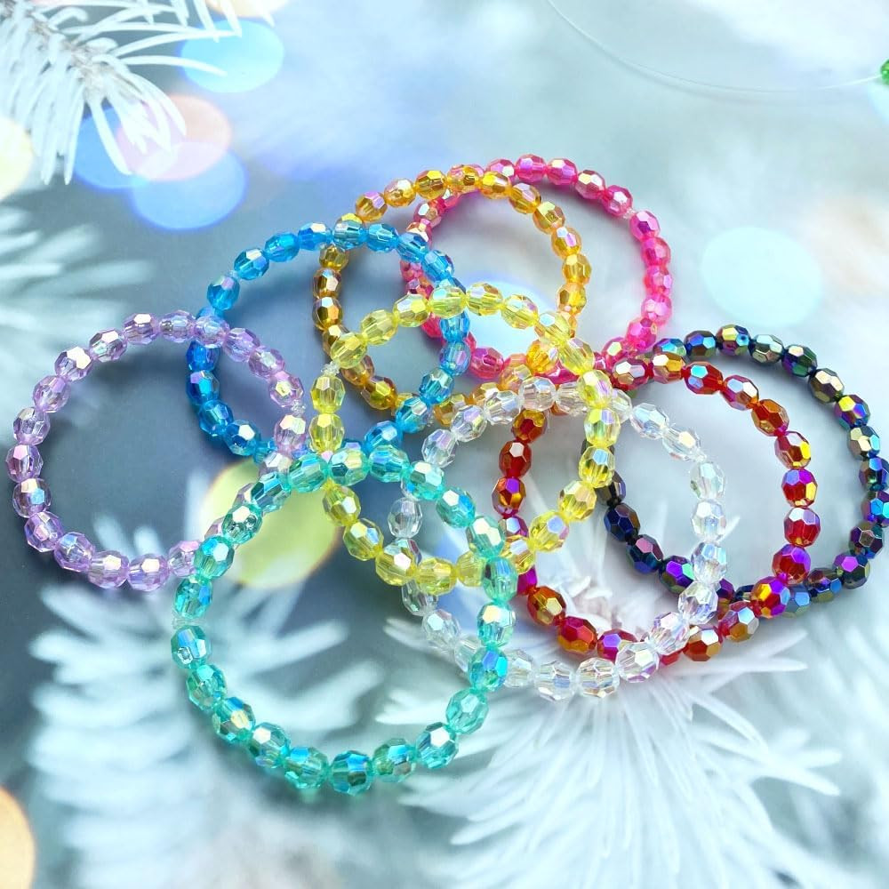 800 Pieces 6Mm Glossy Acrylic Faceted Beads AB Color Crystal round Plastic Space