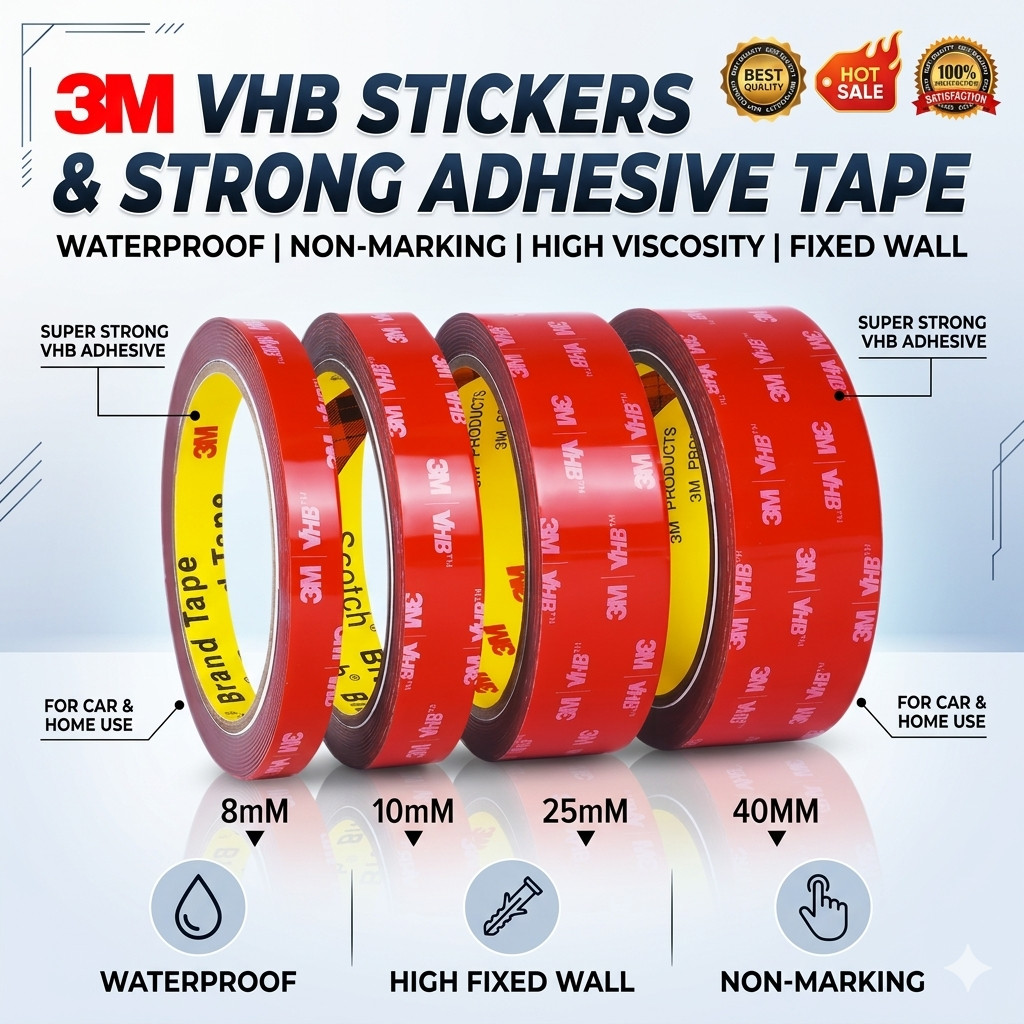 3M VHB Double Sided Adhesive Tape – Strong High Viscosity Sponge Mounting Tape,